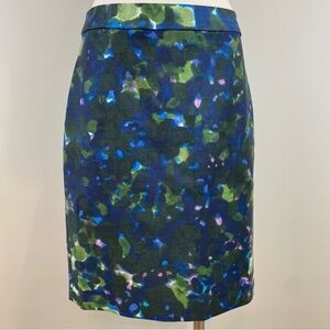 J. Crew No. 2 Pencil Skirt Gardenshade Knee Length Sz 4 Lined Watercolor Career